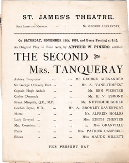 The Second Mrs Tanqueray. George Alexander, Ben Webster, Adolphus Vane Tempest, Edith Chester, Charlotte Granville, Stella Patrick Campbell, Maude Millett. St James's, 1893/94