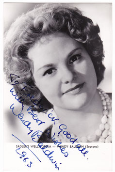 Wendy Baldwin. Sadler's Wells Opera. Signed photo dated 1963