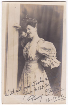 Fanny Clayton. Signed postcard, dated 1905