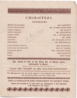 Diplomacy. Squire Bancroft, Effie Bancroft, Forbes Robertson, Eleanor Calhoun, Henriette Polak, Roma Le Thière. Haymarket, 1884