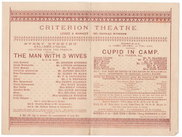 The Man With 3 Wives. George Giddons, Mary Moore, Lytton Sothern, Annie Hughes. Criterion, 1886