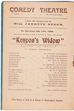 Kenyon's Widow. Janette Steer, Edmund Maurice, Charles Cartwright, Annie Hughes, Spencer Brunton. Comedy, 1900