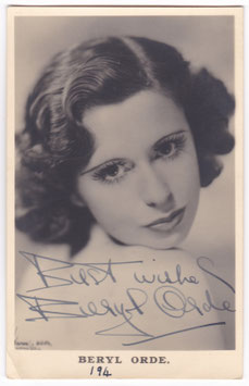 Beryl Orde. Signed postcard