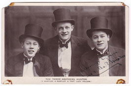 The Three Brothers Huxter. Signed postcard