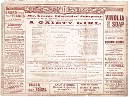 A Gaiety Girl. Hayden Coffin, Marie Studholme, Kate Cutler, Louie Pounds, Eric Lewis, Decima Moore. Prince Of Wales, 1893/94