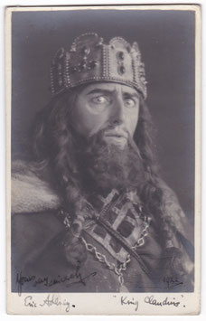 Eric Adeney as Claudius "Hamlet" Signed postcard dated 1922