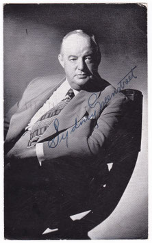 Sydney Greenstreet. Warner Bros, Burbank. Sent to Argentina. Signed postcard, dated 1946