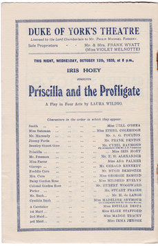 Priscilla And The Profligate. Iris Hoey, A G Poulton, P H Alexander, Madeline Seymour, Ada Palmer. Duke Of York's, 1920