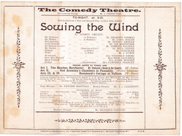 Sowing The Wind. Brandon Thomas, Cyril Maude, Sydney Brough, Winifred Emery, Rose Leclercq, Annie Hughes. Comedy, 1893