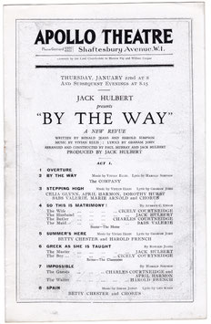 By The Way. Jack Hulbert, Cicely Courtneidge, Charles Courtneidge, Harold French, Betty Chester, Dorothy Hurst. Apollo, 1925