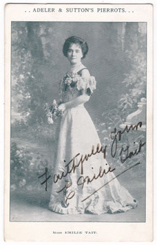 Emilie Tait. Soprano. Adeler & Sutton's Pierrots. Signed postcard