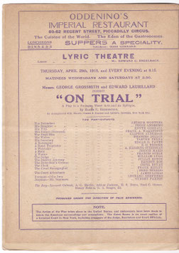 On Trial. Arthur Wontner, William Lugg, Clifton Alderson, Fred Terriss, Frances Dillon, Peggi Andrews, Edyth Goodall. Lyric, 1915