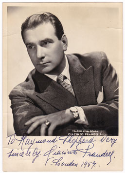 Giacinto Prandelli. Signed and inscribed photo, dated London 1957