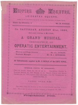 A Grand Musical, Choregraphical And Operatic Entertainment. Gordoni, Walsham, Imano, Pertoldi, Luna. Empire, 1886