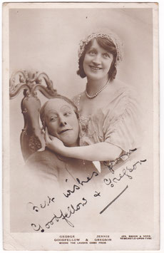 George Goodfellow and Jennie Gregson. Signed postcard