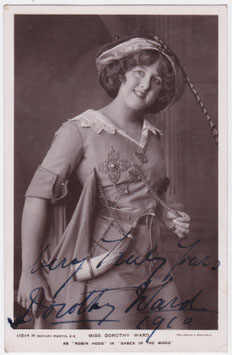Dorothy Ward as Robin Hood "Babes In The Wood" Rotary 11514 H. Signed postcard