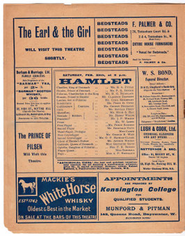Hamlet. B A Pittar, F R Benson, Constance Benson, Gertrude Scott, Saville Percy, Cyril Keightley, Arthur Whitby. Coronet, 1905