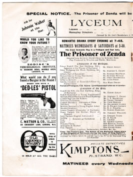The Prisoner Of Zenda. Henry Ainley, Eileen Kerin, Rosalie Toller, Louis Field, Stephen Ewart, Mary Dibley.  Lyceum, 1911