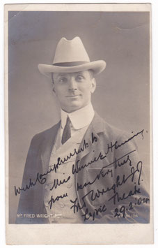 Fred Wright Jr. Signed postcard, dated 1904