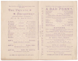 The Private Secretary. Charles Hawtrey, Annie Hughes. Globe, 1885