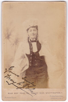 May Yohe "Dandy Dick Whittington" Performed at the Avenue Theatre in 1895 and ran for 122 performances. Alfred Ellis. Signed cabinet photo