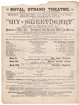 My Sweetheart. Minnie Palmer, Charles Arnold, Lawrance D'Orsay, Willie Freear, Annie Baldwin, Jane Grey. Strand, 1885