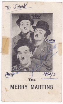 The Merry Martins. Signed postcard