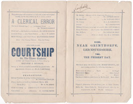 Courtship, Or, The Three Caskets: A Clerical Error. Wilson Barrett, Arthur Dacre, Winifred Emery, Amy Roselle, Emmeline Ormsby, Charles Coughlan, Reeves Smith. Court, 1879