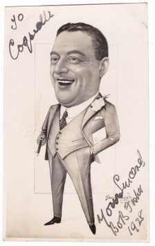 Bob Fisher. Comedian, vocalist. Signed postcard to music hall comedian Coquelli, dated 1928