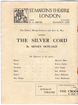 The Silver Cord. Marjorie Mars, Lilian Braithwaite, Clare Eames, Jane Millican, Denys Blakelock, Robert Geddes. St Martin's, 1927/28