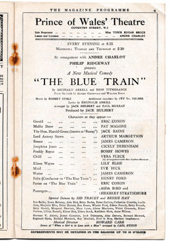 The Blue Train. Lily Elsie, Eric Coxon. Prince Of Wales's, 1927
