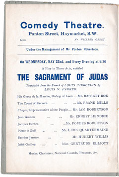 The Sacrament Of Judas. Forbes Robertson, Gertrude Elliott, Bassett Roe, Ian Robertson, Leon Quartermaine. Comedy, 1901