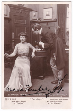 Graham Browne and Marie Tempest "Penelope" Aristophot EB 140.6. Signed postcard