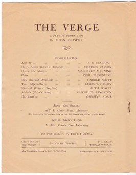 The Verge. Sybil Thorndike, O B Clarence, Margaret Manning, Gertrude Kingston. Three performances only. Regent, 1925