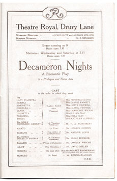 Decameron Nights. Winifred Davis, Eve Lynn, Kitty Allen, Ellis Jeffreys, Arthur Lewis, Oscar Lansbury. Drury Lane, 1922/23