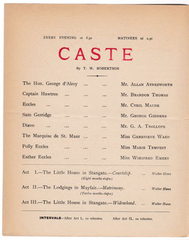 Caste. Allan Aynesworth, Brandon Thomas, Cyril Maude, Marie Tempest, Winifred Emery, Genevieve Ward. Haymarket, 1902