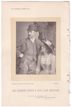 Olga Brandon as Ethel Kingston and Leonard Boyne as Harry O'Mailley in "The English Rose"  by Elliott & Fry, 1891. Carbon