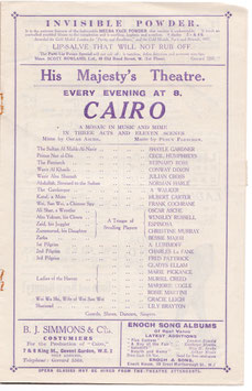 Cairo. A Mosaic In Music And Mime. Oscar Asche, Lily Brayton, Shayle Gardner, Gracie Leigh. His Majesty's, 1921