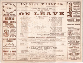 On Leave. Arthur Playfair, Charles Cherry, Harry Ford, Kate Phillips, Esme Beringer. 14 performances only. Avenue, 1897