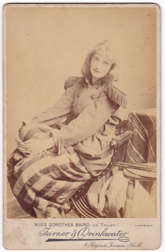 Dorothea Baird as Trilby. Performed at the Haymarket Theatre, 1895-96, and ran for 255 performances. Turner & Drinkwater. Cabinet photo