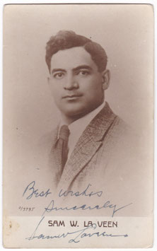 Sam W La Veen. Signed postcard