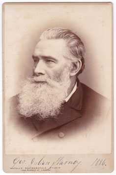George Julian Harney. British political activist, journalist, and Chartist leader. Mayall's, London. Signed cabinet photo, dated 1886