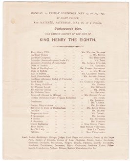 King Henry The Eighth. William Terriss, Henry Irving, Martin Harvey, Ellen Terry, Violet Vanbrugh, Gordon Craing. Lyceum, 1892
