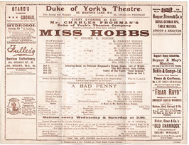 Miss Hobbs. Herbert Waring, Allan Aynesworth, Cosmo Stuart, Genevra Campbell, Evelyn Millard. Duke Of York's, 1899/1900