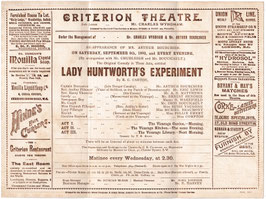Lady Huntworth's Experiment. Arthur Bourchier, Muriel Beaumont, Dion Boucicault. Criterion, September 1900