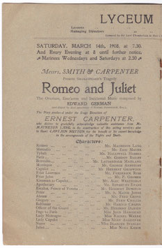 Romeo And Juliet. Matheson Lang, Nora Kerin. Lyceum, 1908