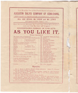 As You Like It. Charles Wheatleigh, John Drew, Isabel Irving, Ada Rehan. Run of 21 performances. Lyceum, 1890