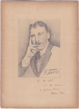 Arthur Bliss. Signed drawing. Artist: Hush, dated 13-05-1923