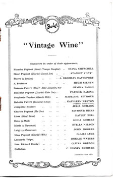 Vintage Wine. Seymour Hicks, Diana Churchill, Hugh Selwyn, Gemma Fagan, Julia Neilson. Daly's, 1934