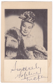 Sophie Tucker. Signed postcard